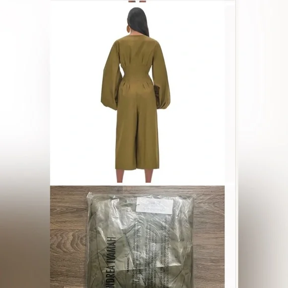 Andrea Iyamah Deep Olive Long Sleeve Jumpsuit - Picture 2 of 4